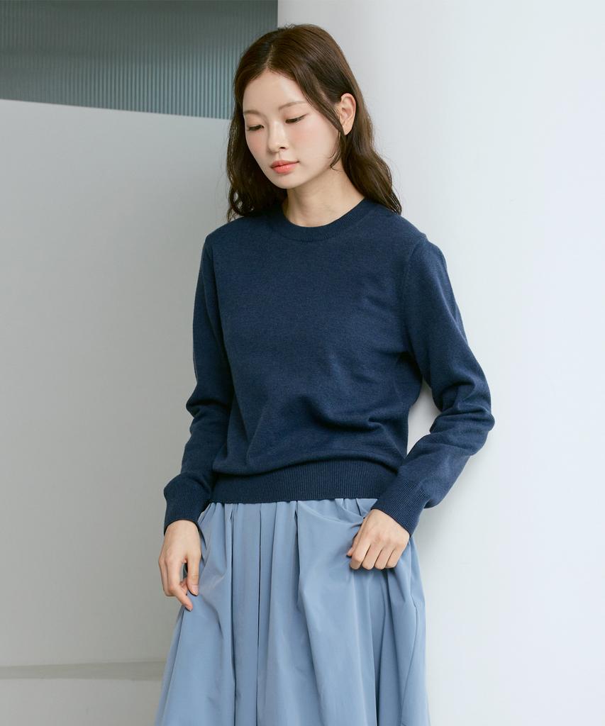 210EDIT Unisex Soft Knit Round Neck [Navy]_Zz4Sw070