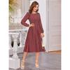 Maroon Crepe A-Line Midi Dress