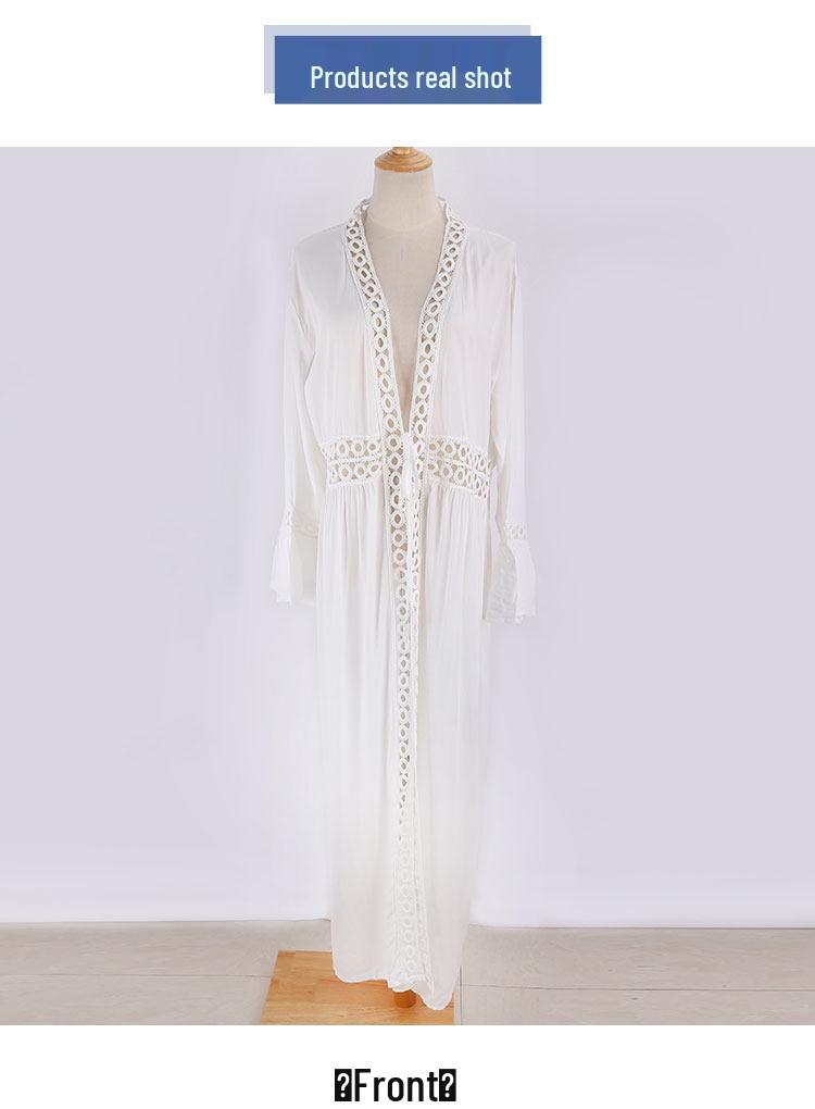 Seaside Cotton Beach Dress: Loose Bikini Cover-up, Sun Protection Shawl, Cardigan for Spring.