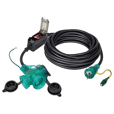 NICHIDO 8348 PBW-EK10T-S Disjuntor de Extensão à Prova de Chuva, 10m, para Proteção contra Sobrecarga e Fuga
