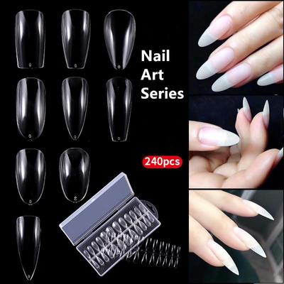 Nagel dünnes Nagelstück, freie Gravur, Schleifen, trapezförmiger Wassertropfen, Mandelpeeling, volle Paste, halbe Paste, Verlängerung, 240 Stück