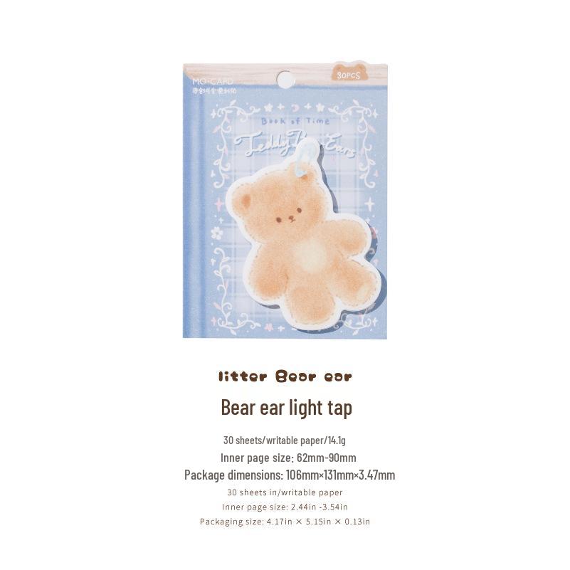 Mò Mò Bái Kraft Paper Sticky Notes - Bear Time Series, Cute Student Message Reminders, N Times Reusable Stickers