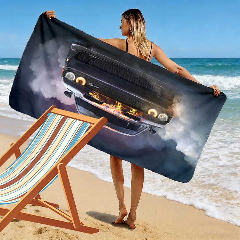 Vintage Car 2D Flat Print Beach Towel, Large Soft Quick Dry Towel for Beach Camping Swimming.MSTJ0918222