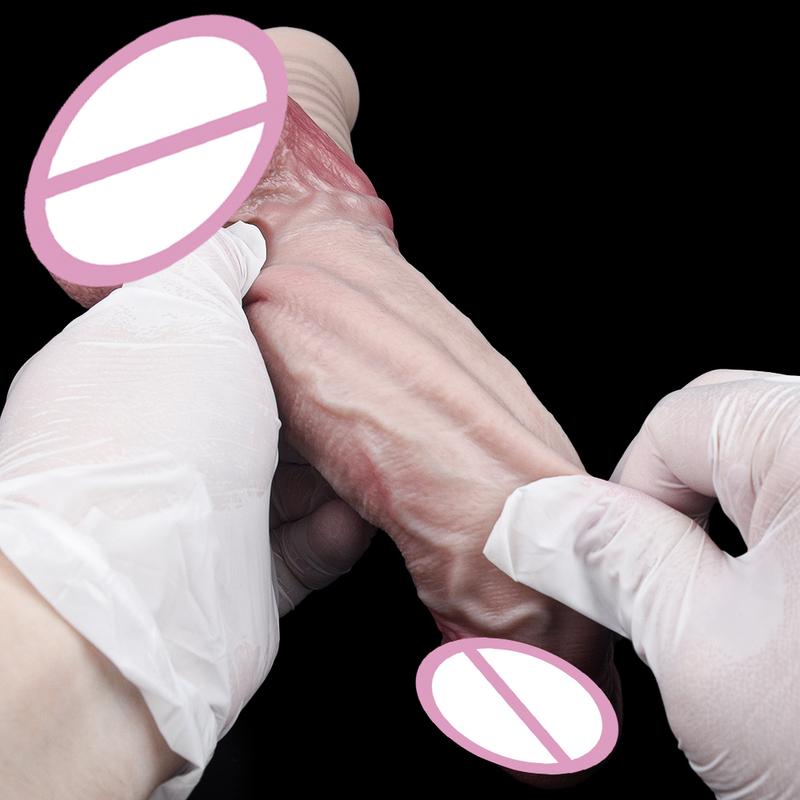 FAAK Dual Layer Silicone Realistic dildo Screw Handle Penis with Sucker Sex Toys For Women Vagina Anal Stimulate Sex Shop