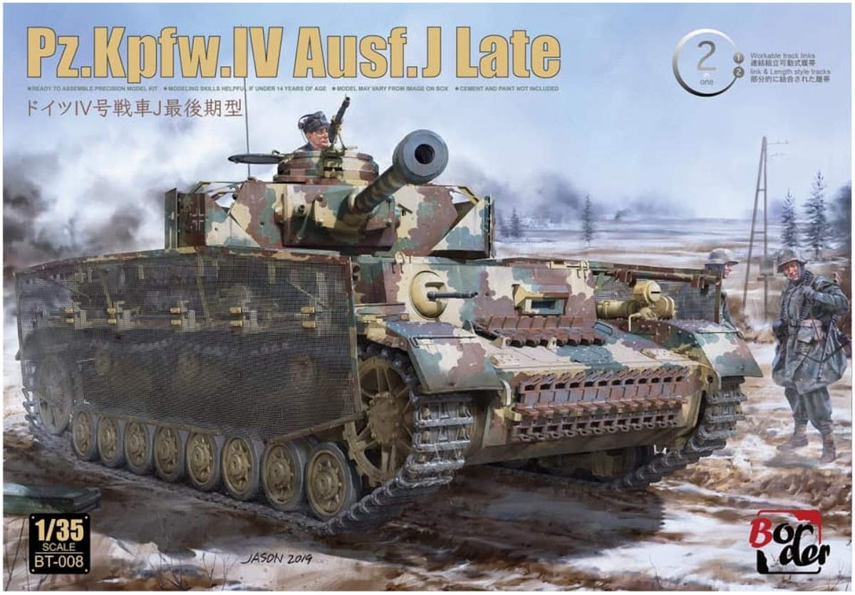 

Модель пограничной немецкой армии Panzer IV J Type Последняя модель в сборе с подвижными гусеницами Пластиковая модель BT008 1/35 с подключенным