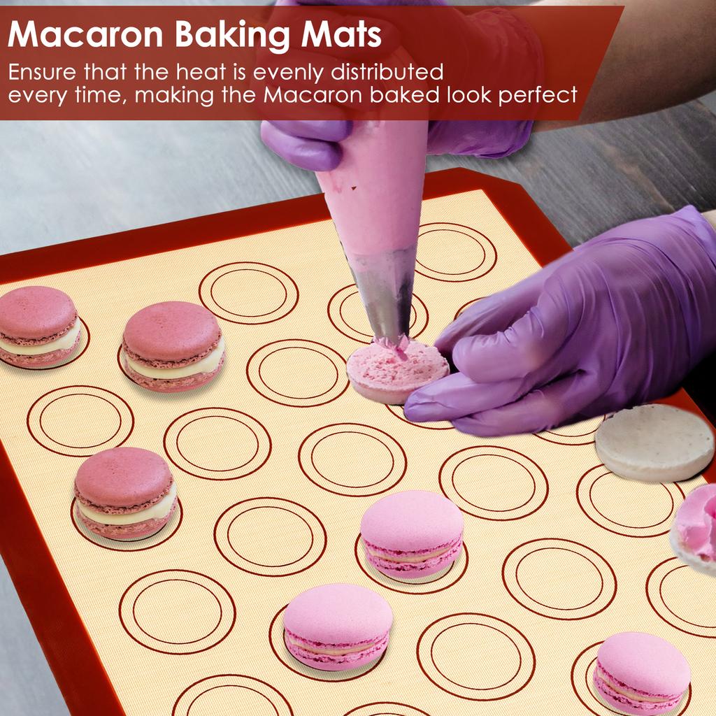 4Pcs Macaron Silicone Baking Non Stick Mat Cookie Pad Rolling Dough Mat Baking Gadget for Oven Sheet Cake Bakeware Kitchen Tools