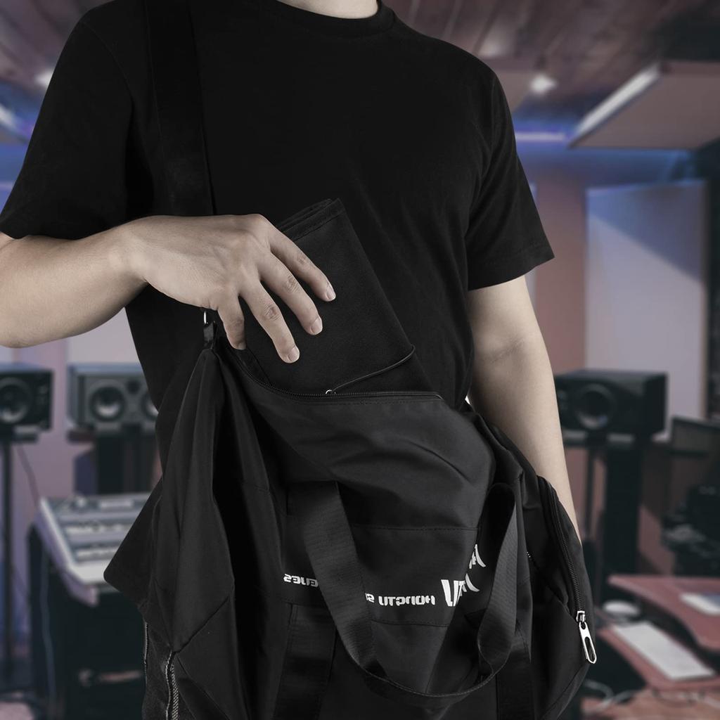 Musiin Guitar Accessory Organizer Foldable Easy Access Pocket Case for and String Holders Gray Bag, Picks, Straps, Capos, (Iron) -