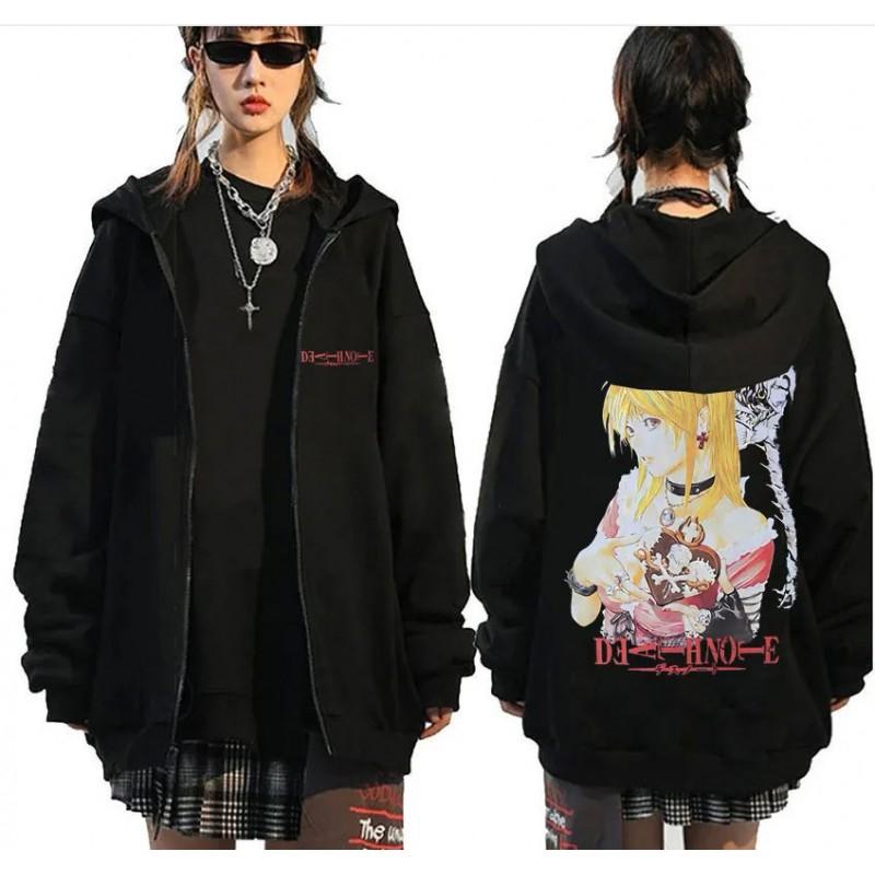 Womens Berserk Anime Print Zip-Up Hoodie Casual Loose Sweatshirt