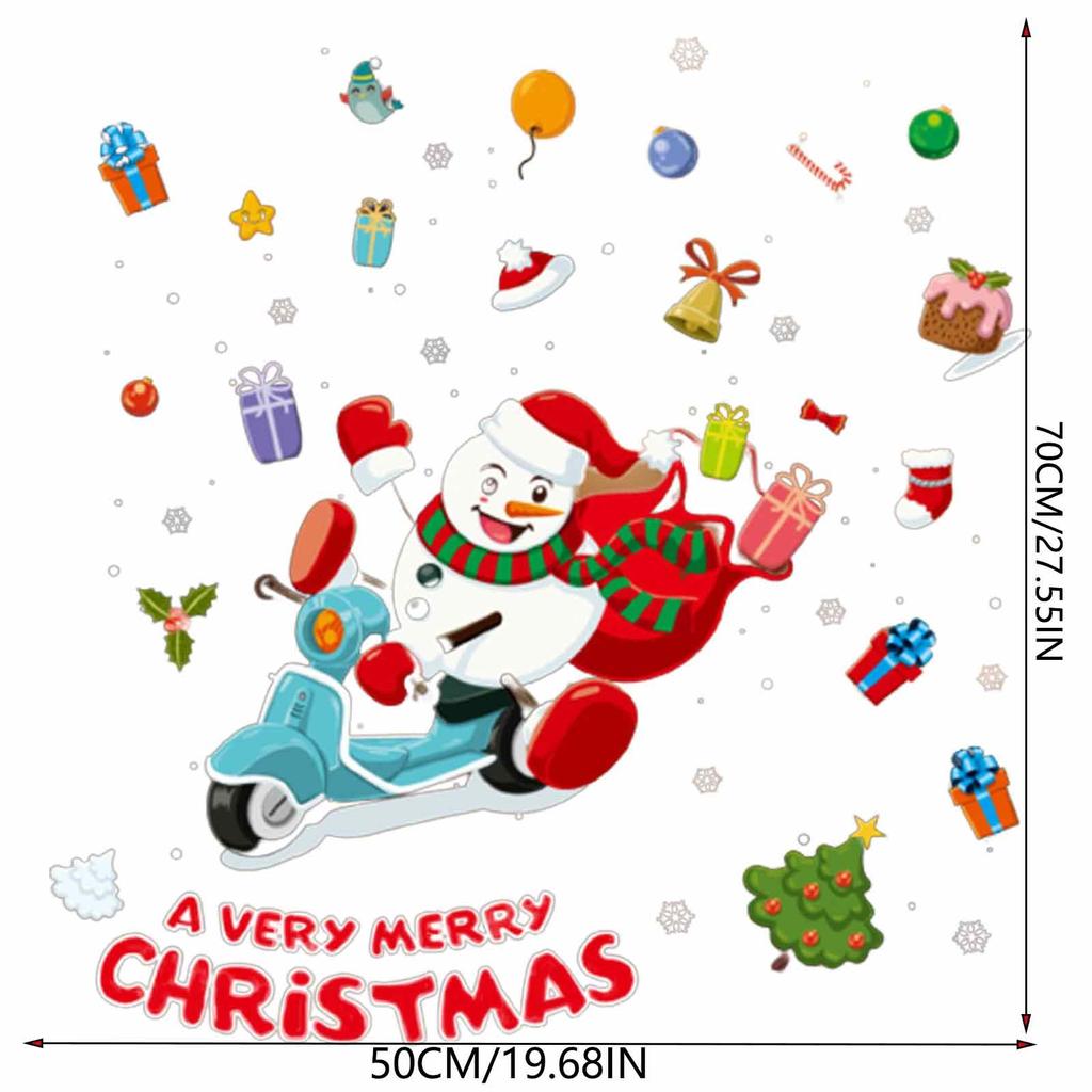Creative Christmas Snowman Window Glass Sticker Self-adhesive Wall Sticker