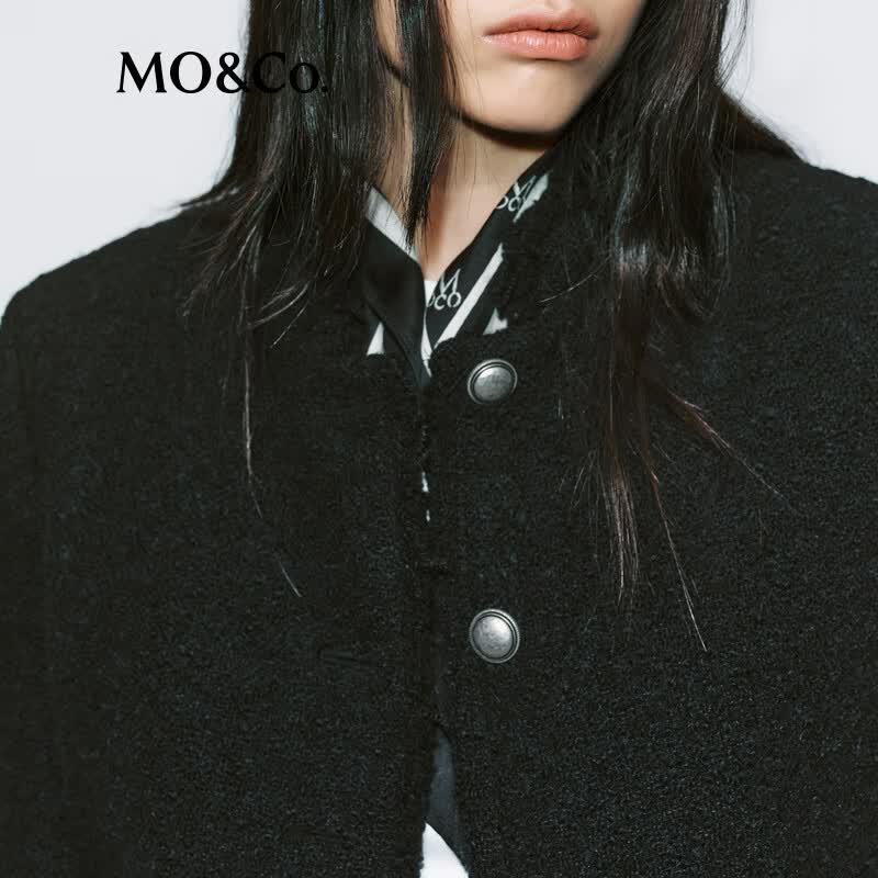 MO&Co. Wool Blend Bouclé Cropped Jacket