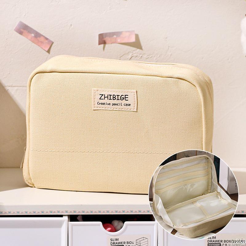 

Холщовая сумка для ручек Zhibige – вместительный чехол для канцелярских принадлежностей в японском стиле для девочек начальной и средней школы бежевый