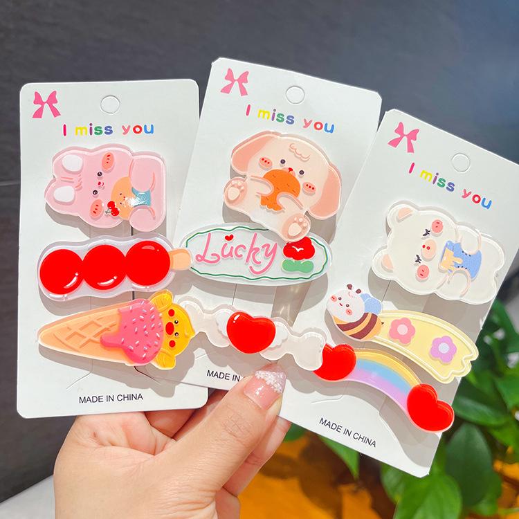 Korean Style Cute Bear Hairpin Set for Women – Summer Girlish Heart Bangs Clip