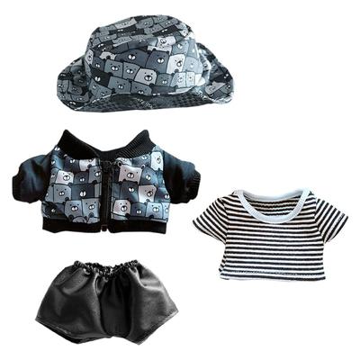 Niannyyhouse 20cm Doll Cotton Doll Bear Print Hat Striped Leather Doll Baby Dress For Stuffed Toys Clothes, Clothes, Coat, T-Shirt, Pants, Clothes,