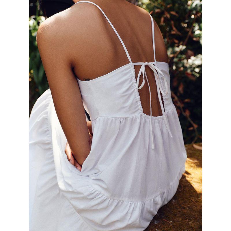 Za2025 Summer New Women clothes Sleeveless Layered Patchwork Poplin Sling Midi Dress 3564085 250