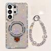 Luxury Bling Rhinestone Camera Clear Soft Phone Case For Samsung Galaxy S23 S24 FE S25 Ultra S26plus Magnetic Shiny Sequin Cover