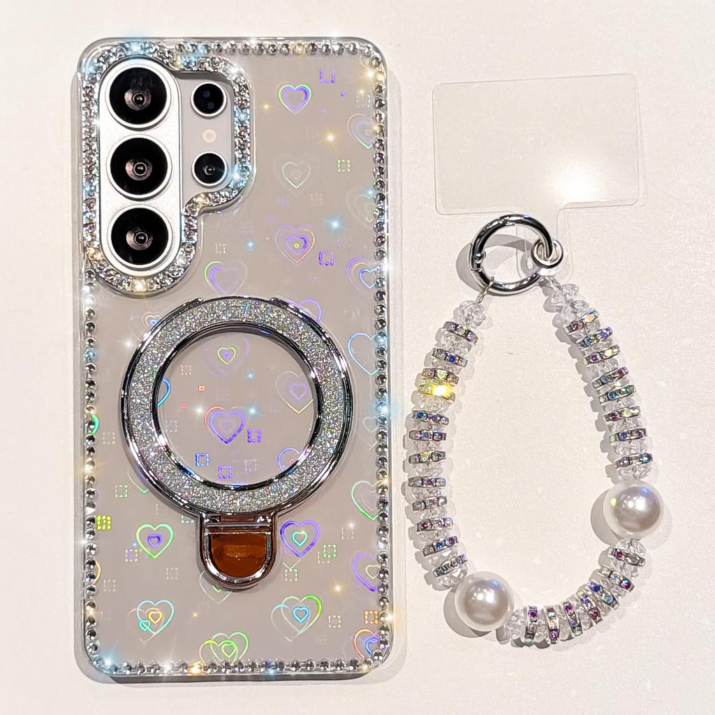 Luxury Bling Rhinestone Camera Clear Soft Phone Case For Samsung Galaxy S23 S24 FE S25 Ultra S26plus Magnetic Shiny Sequin Cover