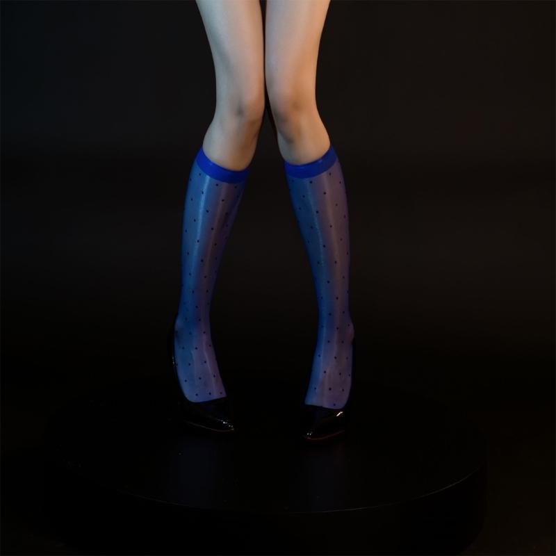 Vintage Dot Pattern Shimmery Silky Sheer Long Socks Fashionable Sexy Shinning Oil Stockings for Women Club Party Hosiery