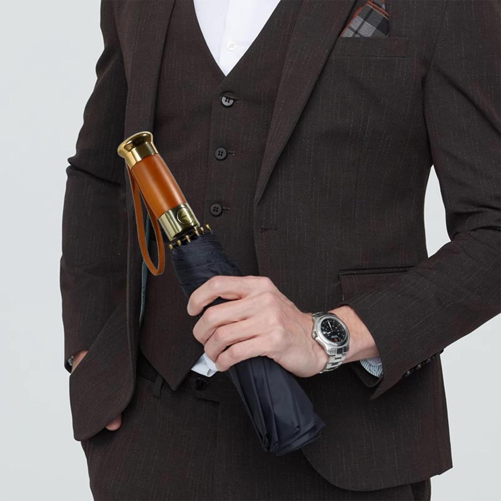 Seraphelix High Windproof Folding Large Size Wooden Umbrella for Super Auto Perfect Parasol for Business or Rainy Season Umbrella, - Handle, Men,