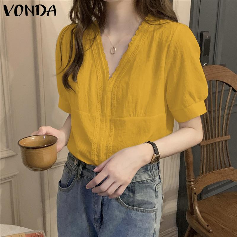 

Женская свободная блузка VONDA с ​​v-образным вырезом и объемными рукавами