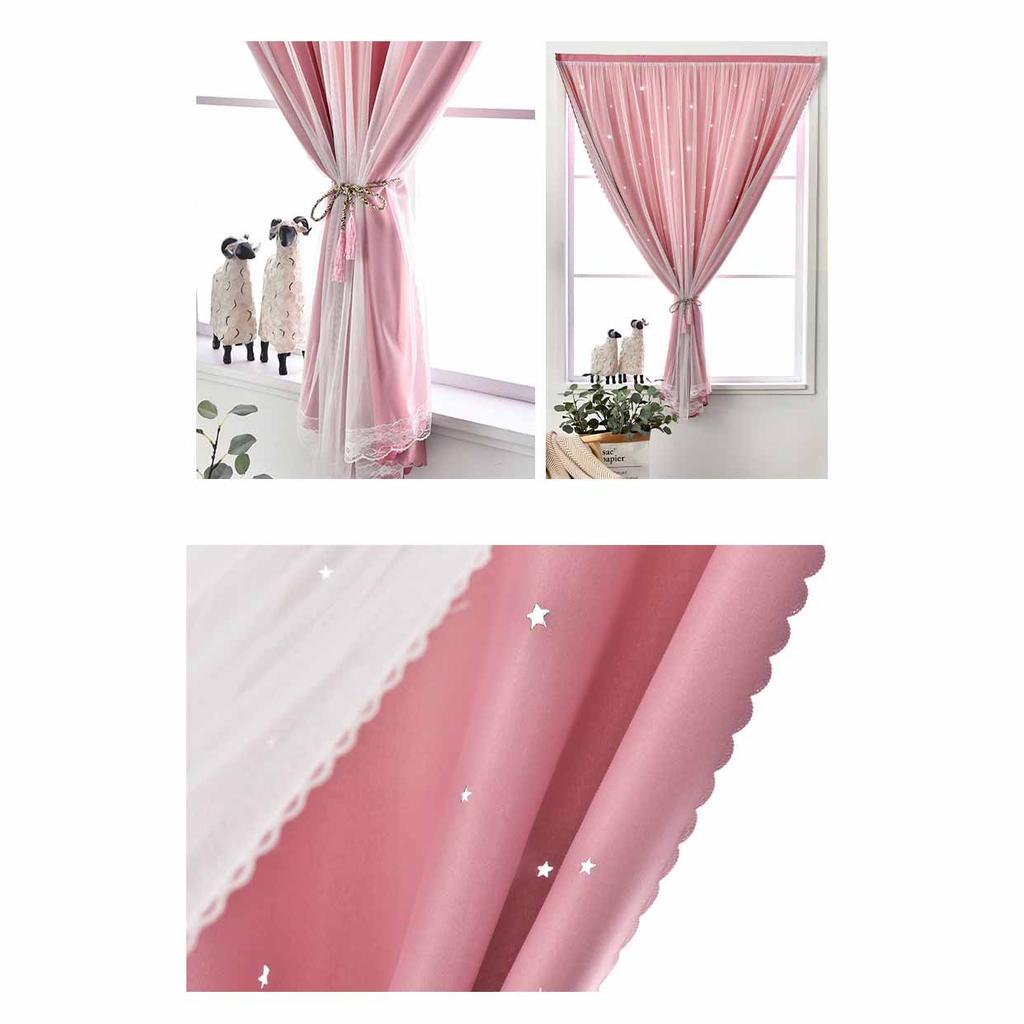 Be gręžimo dvigubo sluoksnio marlės sutankinti 95% užtemdantys užuolaidos su žvaigždučių išpjovomis - Magiški lipnūs langų užuolaidėlės namams/miegamajam