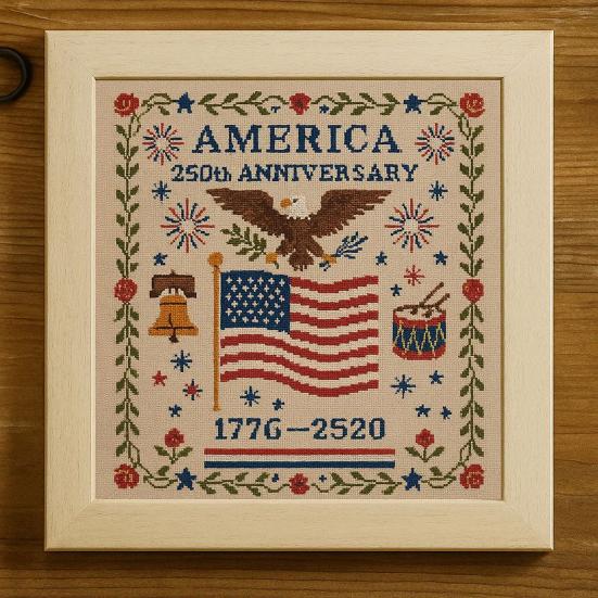 America Stitch Anniversary Cross US 250th Patriotic Cross Stitch Kit Beginner-Friendly Commemorative