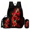 Ronaldo 3Pcs Set School Backpack Football Sport Backpack,Pencil Bags,with Lunch bag,Football Star Bookbag Knapsack