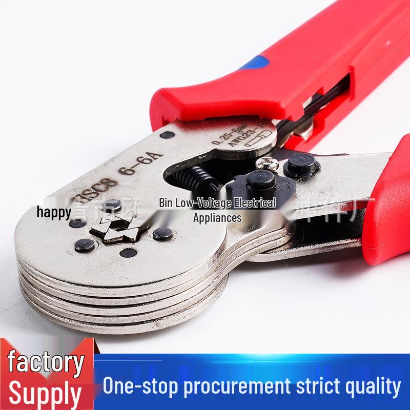 Manufacturer 6-6A European Style Tubular Terminal Crimping Pliers for Wire & Insulation, Manual Tool.