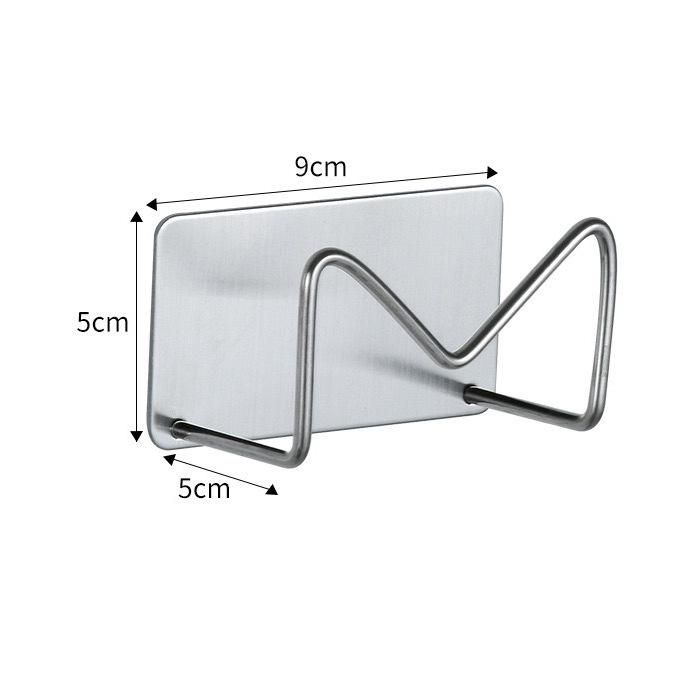 Stainless Steel Sponge & Scouring Pad Holder - Punch-Free Kitchen Draining Rack for Sponge, Spoon, and Shovel Storage