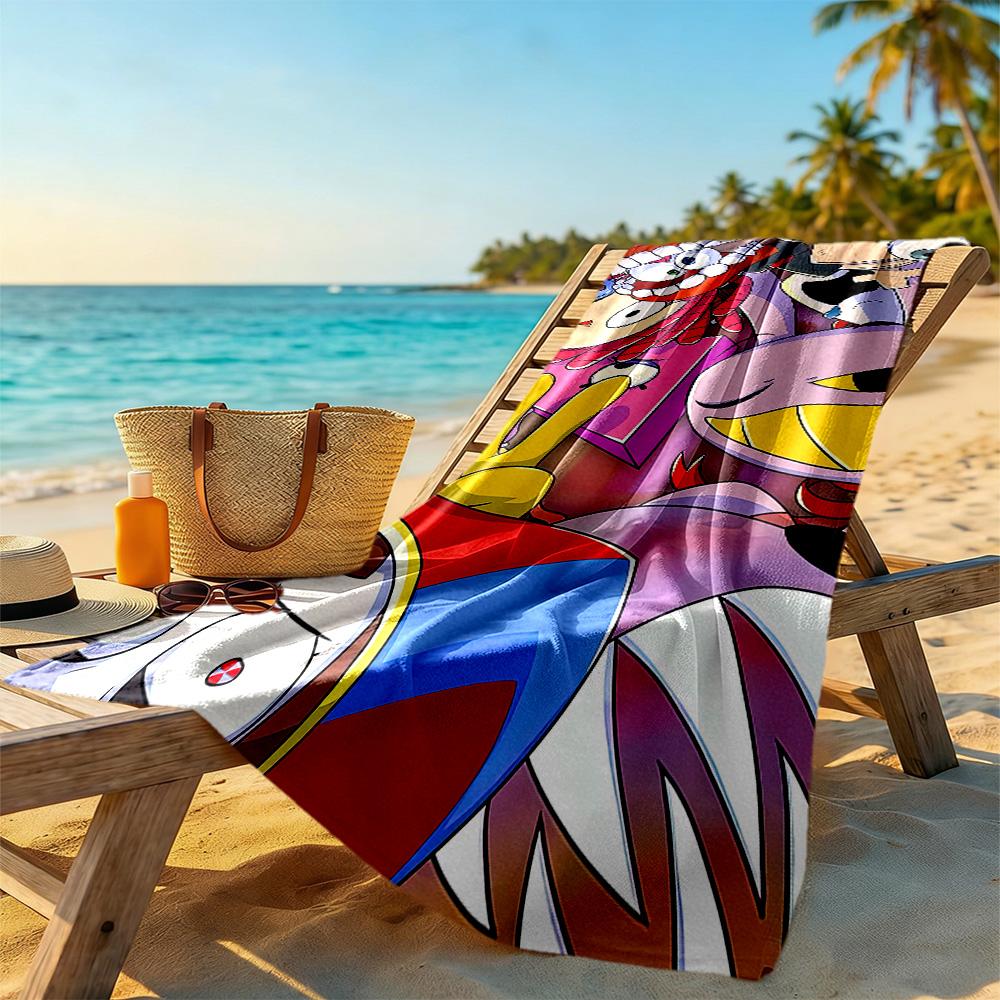 Digital Circus Beach Towel Quick-Dry Soft Microfiber Comfortable Lightweight Suitable for Sports, Travel, Swimming, Yoga, Bathroom, Beach, And Pool