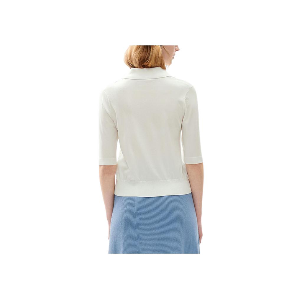 FILA SS22 Solid Color Loose Straight Cut Simple Five-Point Sleeve Polo Shirt Women tops Ice-Cream F11W227403F-WT