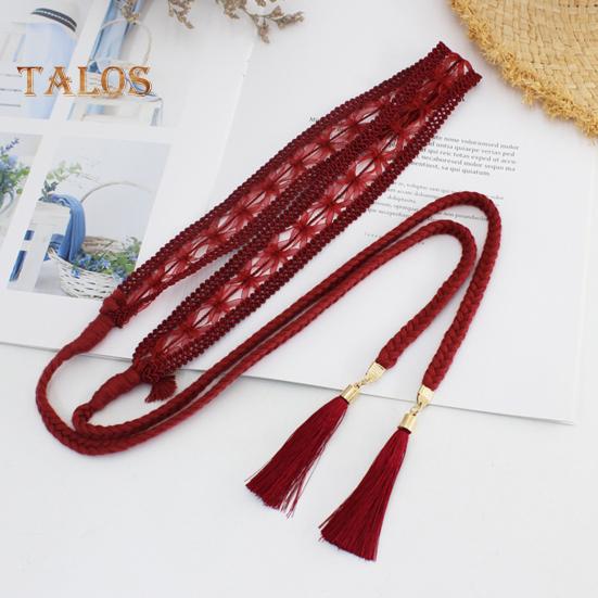 Kjolebelte for kvinner Flettet blonderdekorert duskende ende Midjebånd Ensfarget midjesnor Kostymetilbehør