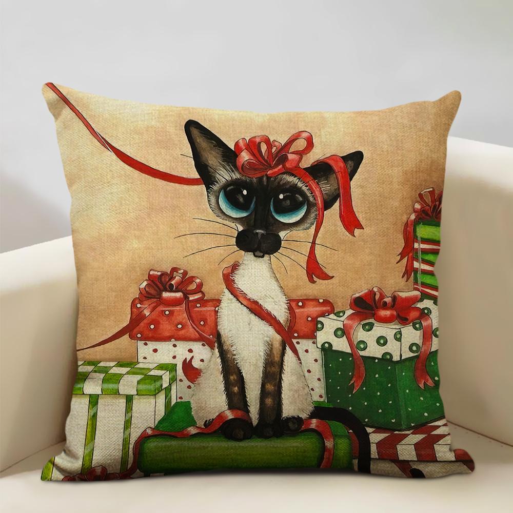 Christmas Decorative Cushion Cover Santa Claus Snowman Pillow Case 45x45cm Pillowcase Happy New Year Home Decor