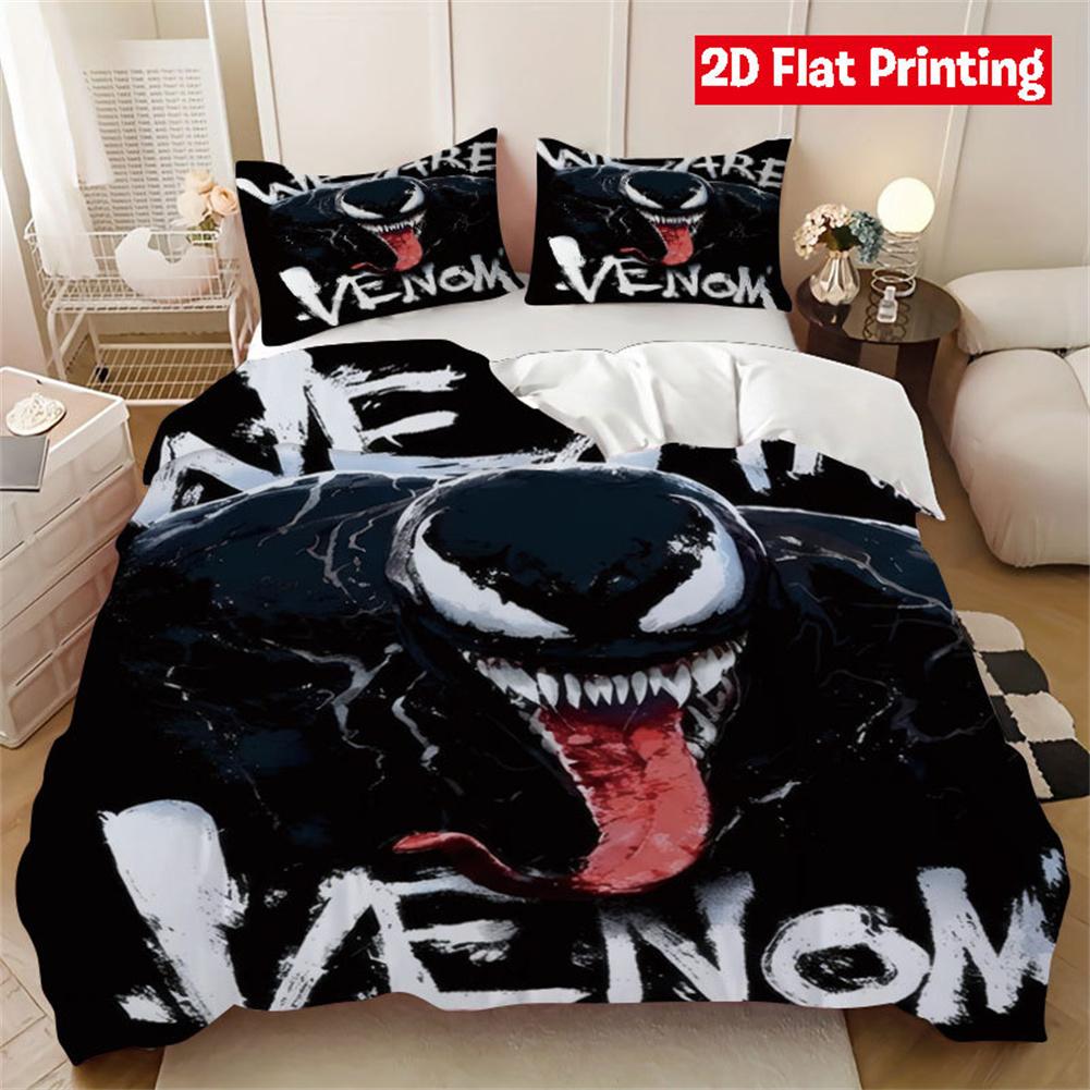 Venom Anime Duvet Cover Set, Anime Bedding Bed Sets Soft Microfiber Quilt Cover Set, Comforter Cover with Zipper For Kids Boys