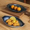 Japanese Style Kiln Transformed Snack Plate Sushi Sashimi Plate Irregular Boat Shaped Ceramic Plate Restaurant Sushi Shop
