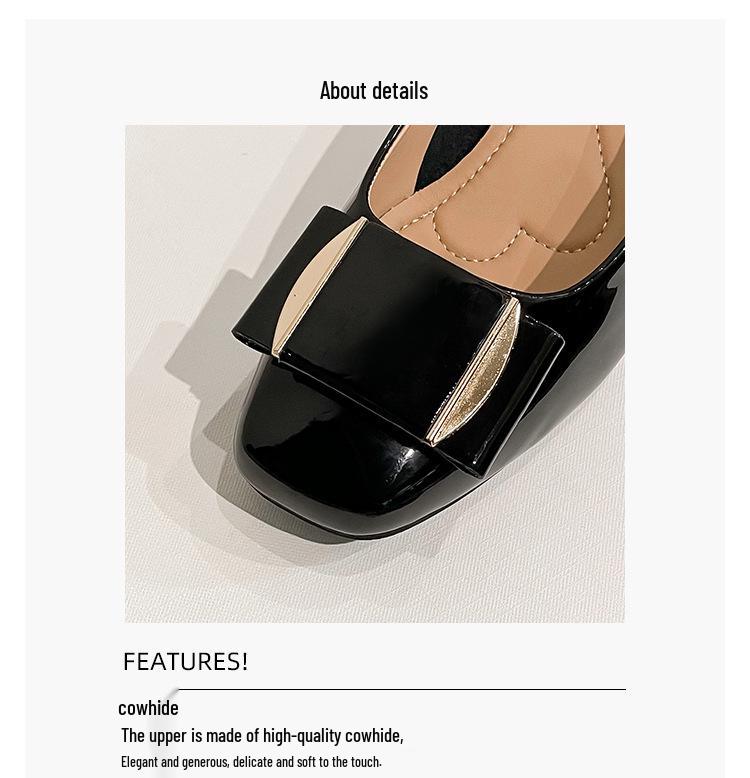 2026 Spring New Arrival: Women's French Patent Leather Chunky Mid-Heel Square Toe Shoes