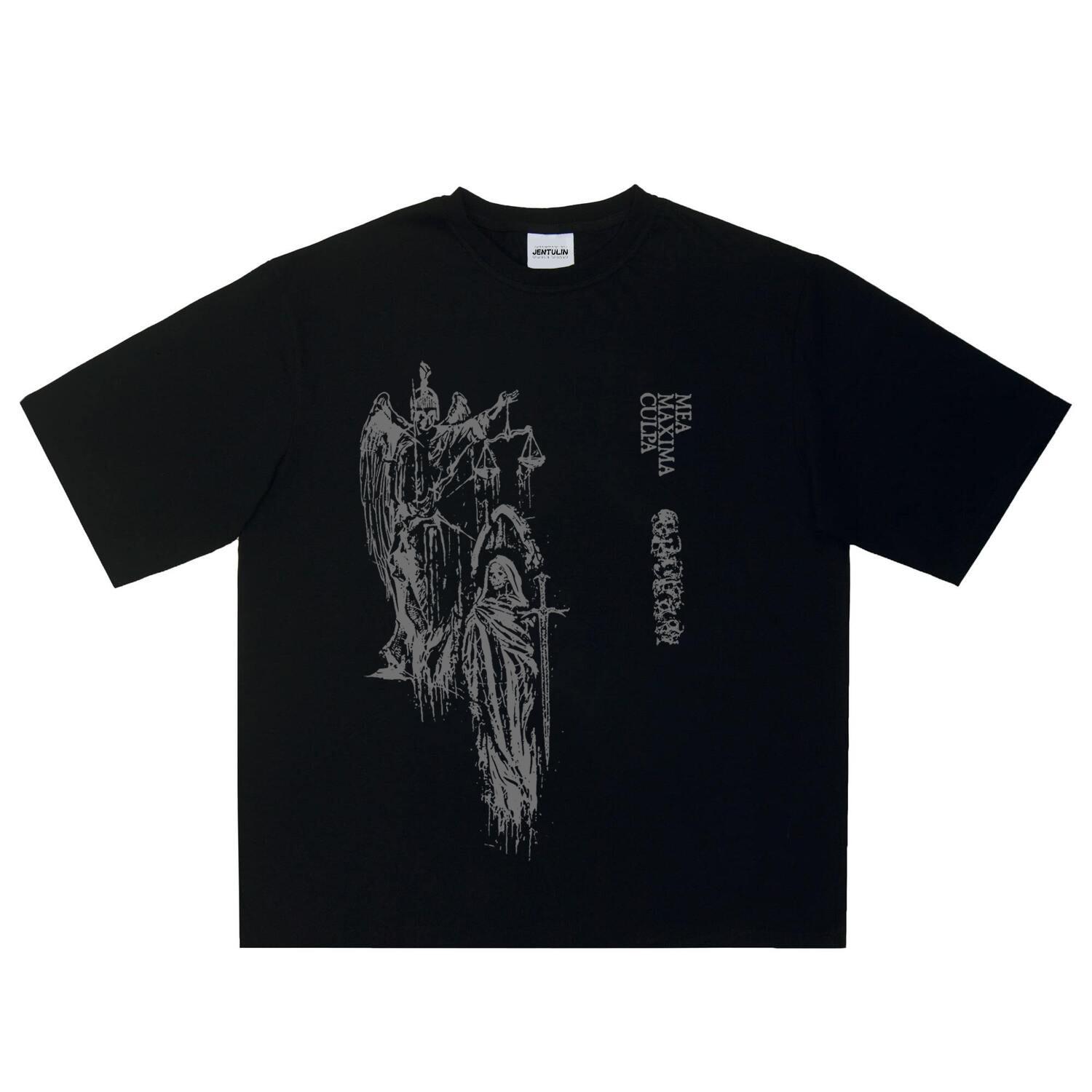 

Harajuku Oversized Streetwear Mens Clothing Mea Maxima Culpa atrium Graphic Print Tshirt Punk Hip Hop Short Sleeve Top Goth Y2k S