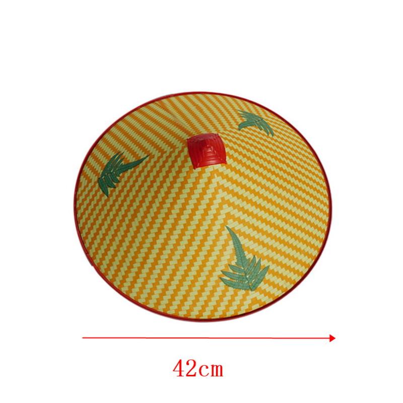 Chinese Retro Style Bamboo Rattan Fisherman Hat Handmade Straw Bucket Hat Sun Protection Lightweight for Picnic Camping