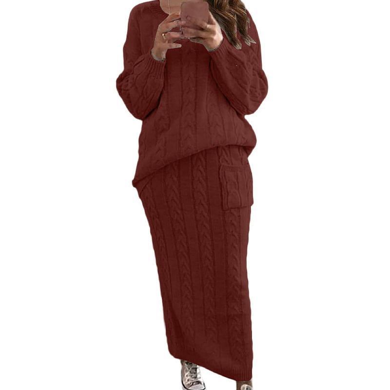 S67314 Cable Knit Sweater Dress Set