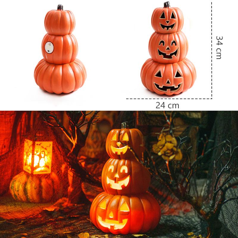 34cm Halloween Pumpkin Led Lamp Creative Lantern Decoration Flashing Ghost Festival Halloween Tabletop Decorations Garden Decor