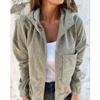 Women's Solid Corduroy Hooded Jacket  Autumn New Casual Simple Style Coat For Women