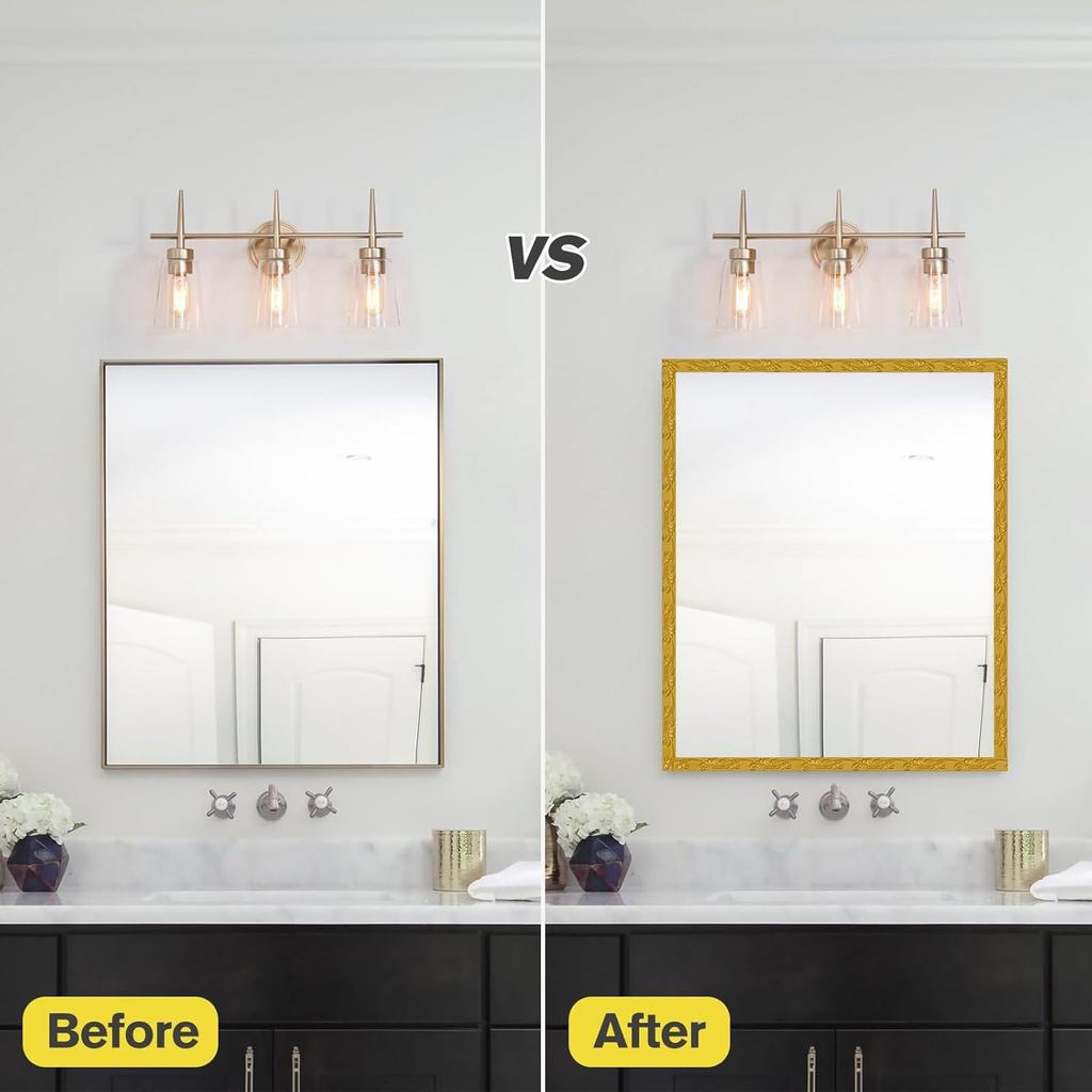 1PC 1m/39.37inch White and gold self-adhesive flexible molded decoration, suitable for mirror edges,and home wall decoration