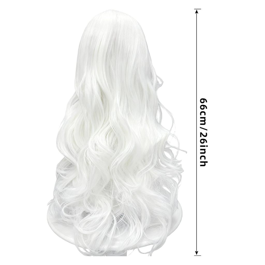 White Long Loose Wave Wig with Middle Part - Natural-Looking Synthetic Fiber for Cosplay, Party & Daily Styling