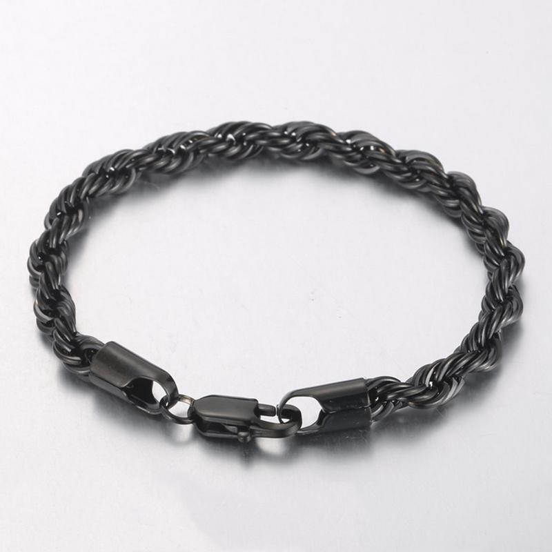 20/21/22cm Stainless Steel Twisted Rope Link Chain for Men Stainless Steel Wrist Jewelry