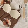 Beauty Back Sling Sports Chest Wrap Vest Women's Latex Fixed Cup Outside Wear Bottom Slim Short Spice Girl Top Sexy