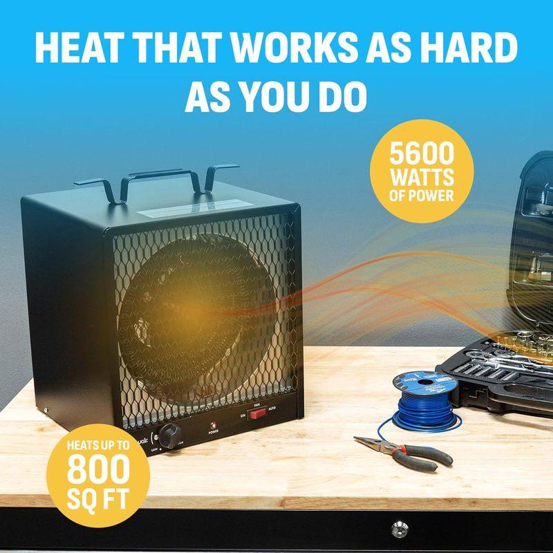 

Portable Electric Space Heater for Garage, Shop, Shed & Warehouse - 240V Indoor Winter Heating Solution in Black