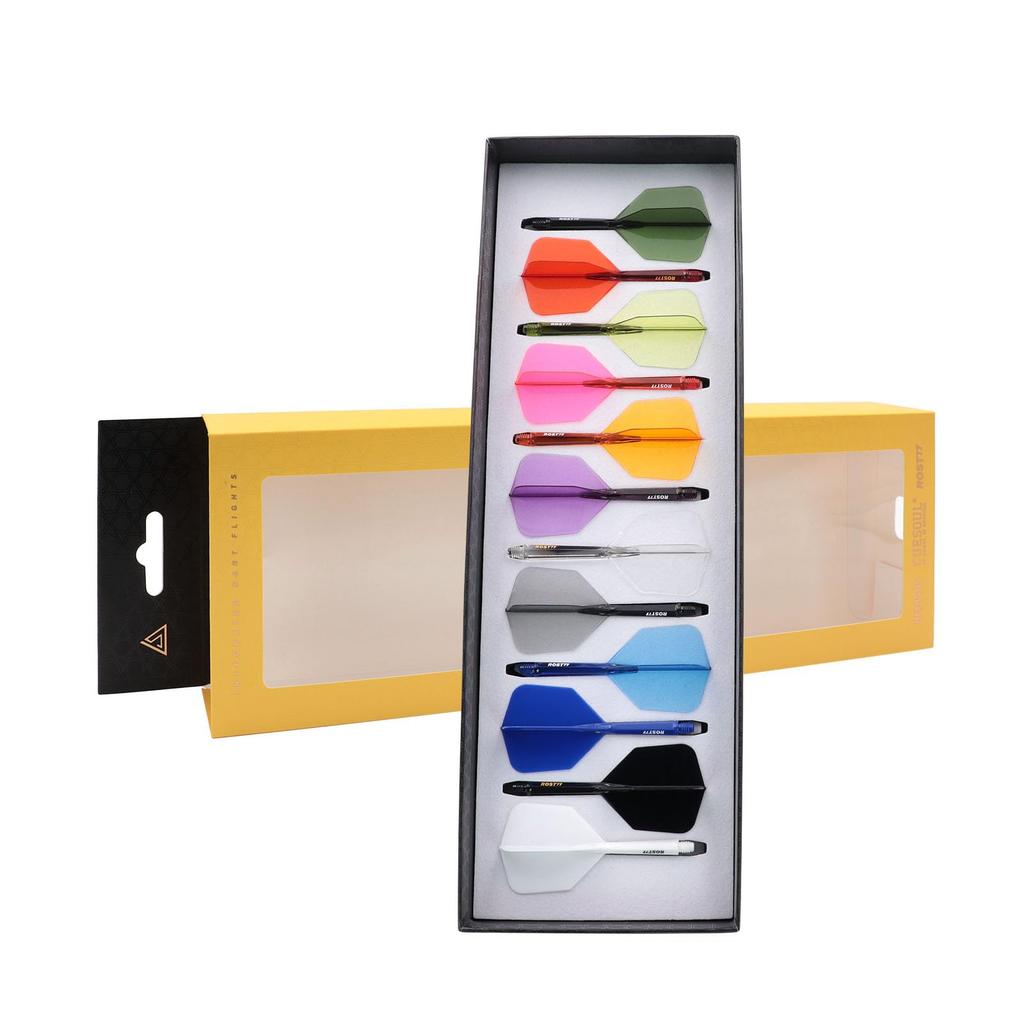 CUESOUL ROST 77 Transparent Big Wing Set of Medium One-Piece Flights, Shape, 12-Color Mix, 12, (CS-77-12DF-M)