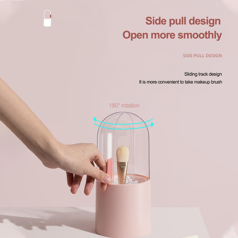 

Makeup Brush Storage Box ABS 1.5L Round Pearl Cosmetics Organizer Slide Window Traveling Outdoor with Cover Portable Supplies