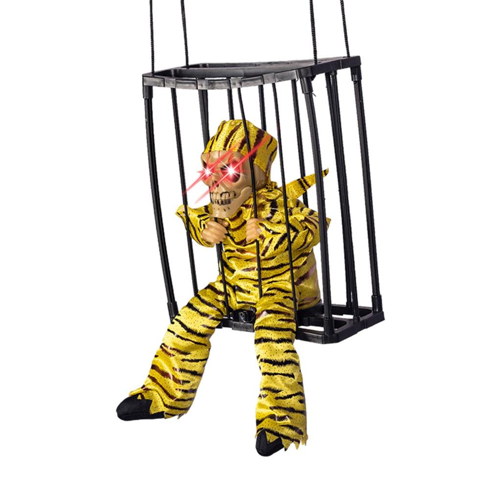 Scary Talking Prisoner Prop with Glowing Eyes Doll Statue Spooky Skeleton Toy