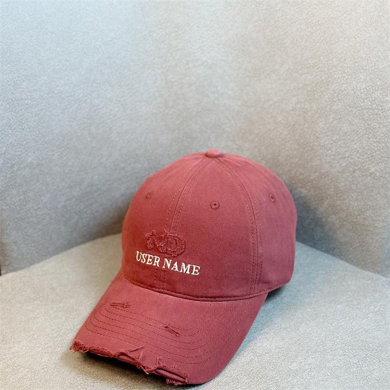 New American Baseball Cap for Men and Women Spring and Autumn Ripped Letter Embroidery Trendy Brand Casual Versatile Street Photography Couple Student