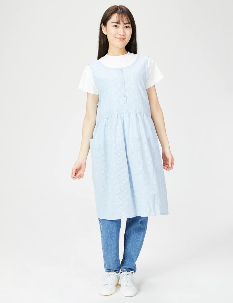 Striped BL [Hiba Japan] Apron, Linen-Stuffed 2-Way Apron, AP42235, M-L